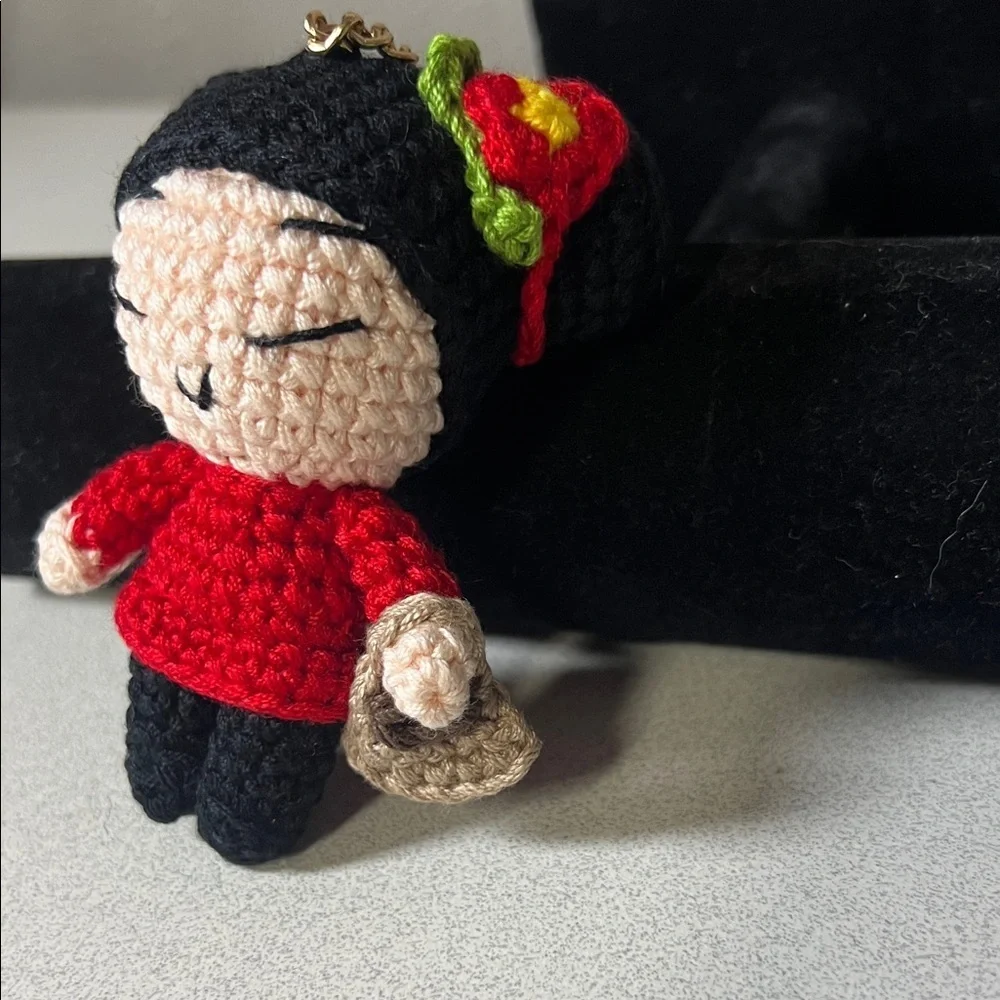 Pucca & garu Crochet Keychain with Red Outfit